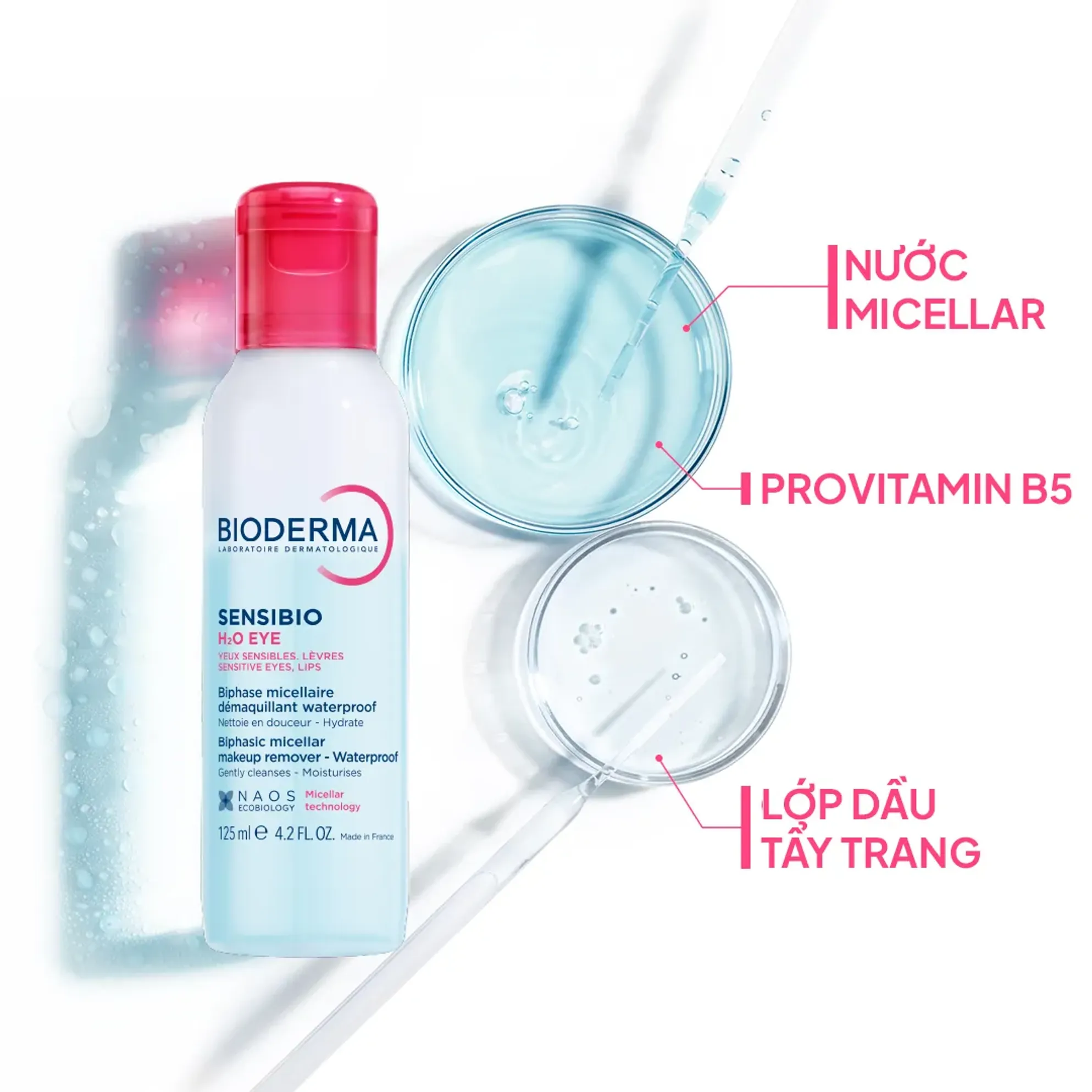 Tẩy Trang Mắt Môi Bioderma Sạch Thoáng & Mềm Ẩm 125ml