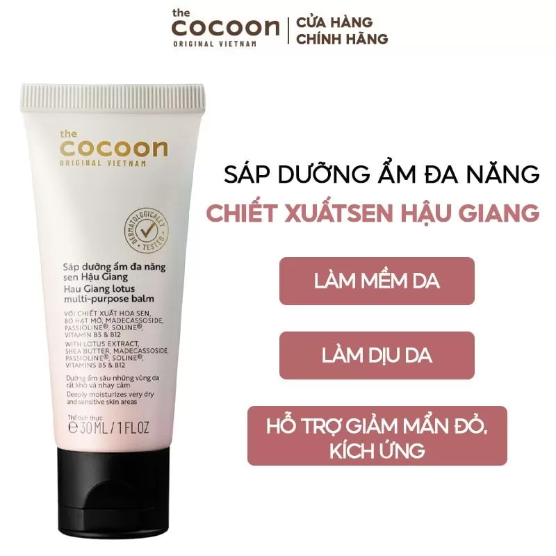 Sáp Dưỡng Ẩm Cocoon Đa Năng Chiết Xuất Sen Hậu Giang Hau Giang Lotus Multi-purpose balm 30ml (Mẫu ngẫu nhiên)