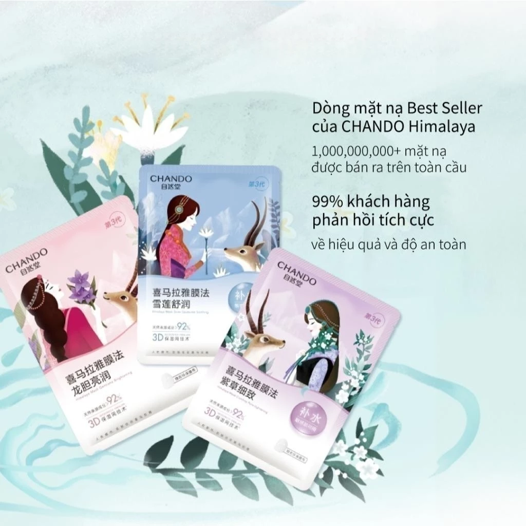 COMBO 3 Mặt nạ thảo dược CHANDO Himalaya 26mL
