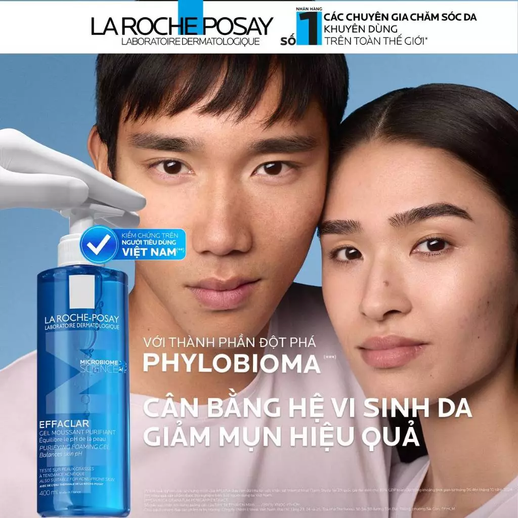 Gel rửa mặt giảm mụn, làm sạch sâu cho da dầu nam & nữ La Roche-Posay Effaclar Foaming Gel 400ml