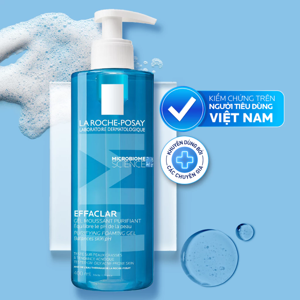 Gel rửa mặt giảm mụn, làm sạch sâu cho da dầu nam & nữ La Roche-Posay Effaclar Foaming Gel 400ml