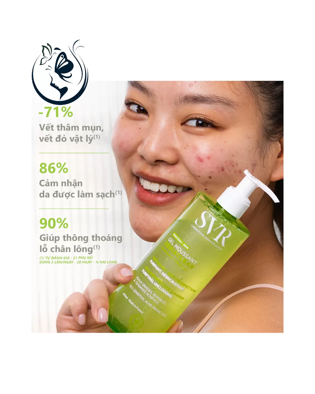 Gel rửa mặt SVR Sebiaclear Gel Moussant 400ML cho da dầu mụn, không chứa xà phòng