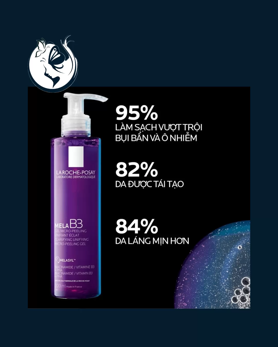 Sữa rửa mặt La Roche-Posay Mela B3 Gel Micro-Peeling Clarifying 200ml mờ thâm nám, dưỡng da sáng và đều màu