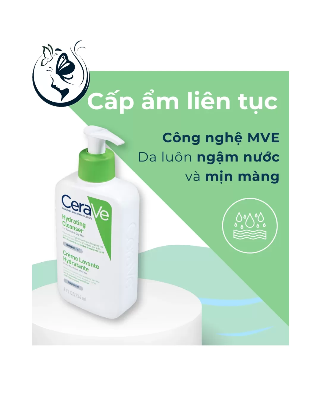 Sữa rửa mặt cho da thường và khô Cerave Hydrating Cleanser 236ml