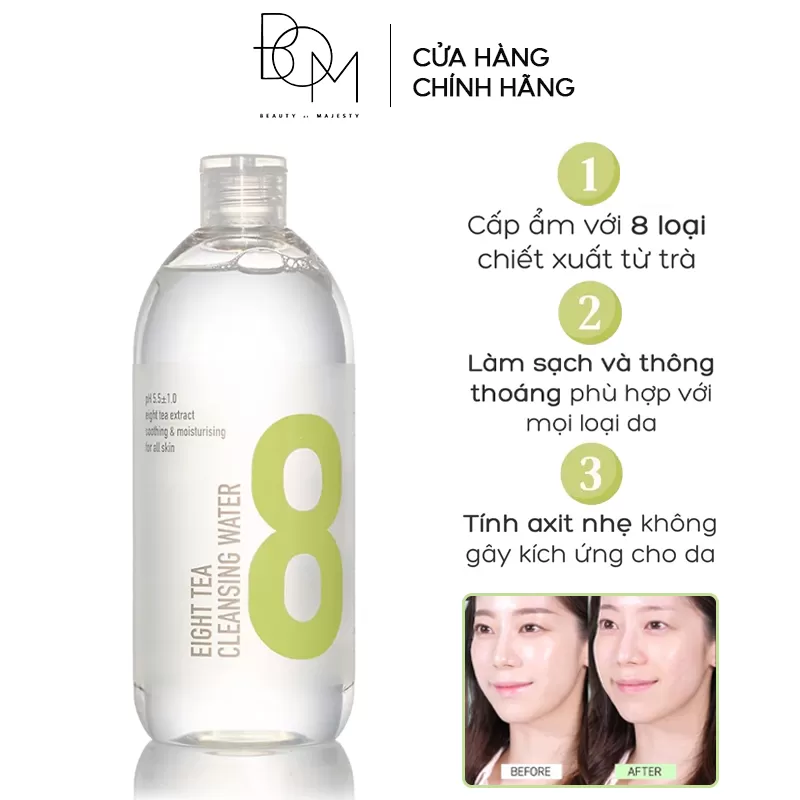 Nước Tẩy Trang B.O.M Từ 8 Loại Trà Làm Sạch Da 500ml