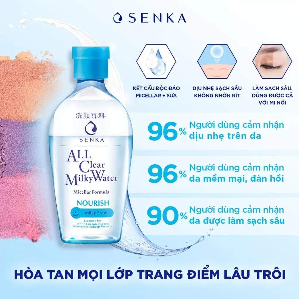Nước Tẩy Trang Senka 2 Lớp Sạch Sâu Dịu Mát All Clear Milky Water Nourish 230ml