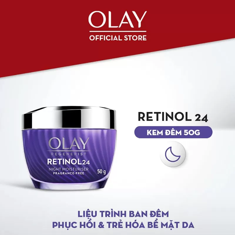 Kem Dưỡng Ẩm Olay Chiết Xuất Retinol24 Giúp Mờ Nếp Nhăn Ban Đêm Regenerist Retinol 24 Night Moisturiser 50g