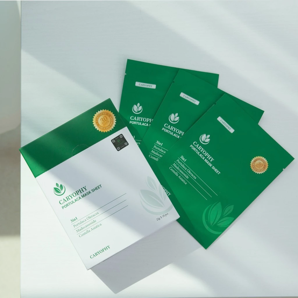 Hộp 10 mặt nạ Caryophy Portulaca Mask Sheet dưỡng ẩm giảm mụn mờ thâm
