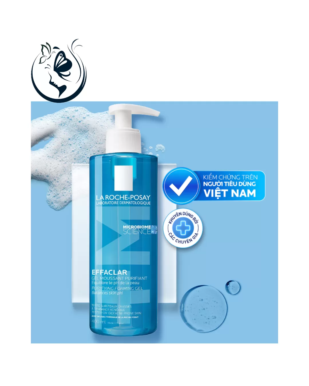 Gel rửa mặt Roche-Posay Effaclar Foaming Gel 400ml giảm mụn, làm sạch sâu cho da dầu nam & nữ
